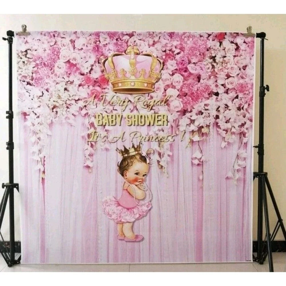 Royal Princess Baby Shower Backdrop Pink Flowers Baby Shower Wedding Background